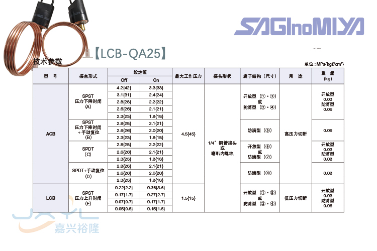 鹭宫隔膜式压力控制器LCB-QA25