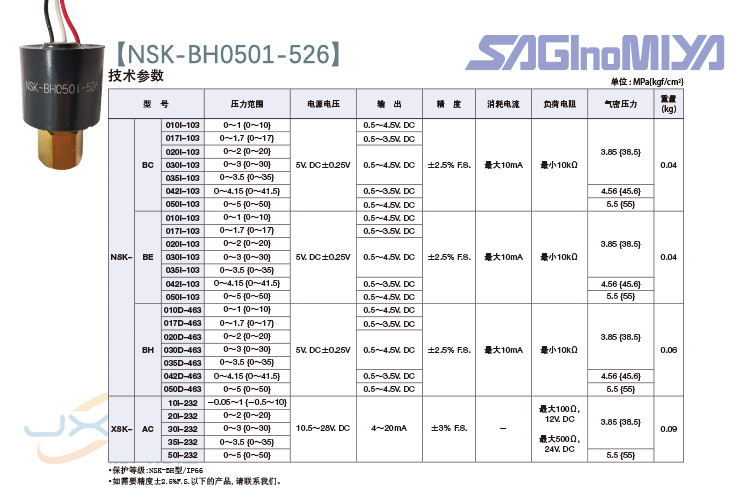 鹭宫NSK型压力传感器